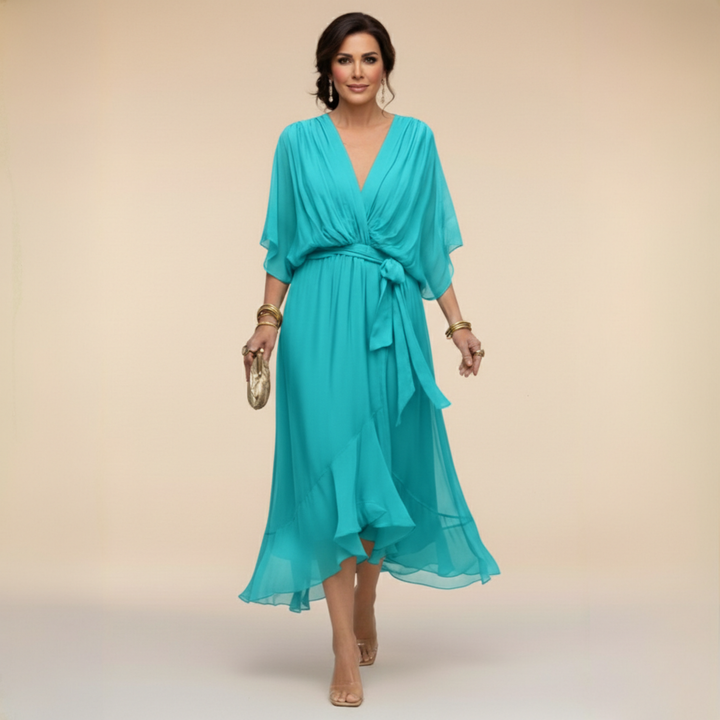 Monica™ | Robe en chiffon élégante à col en V