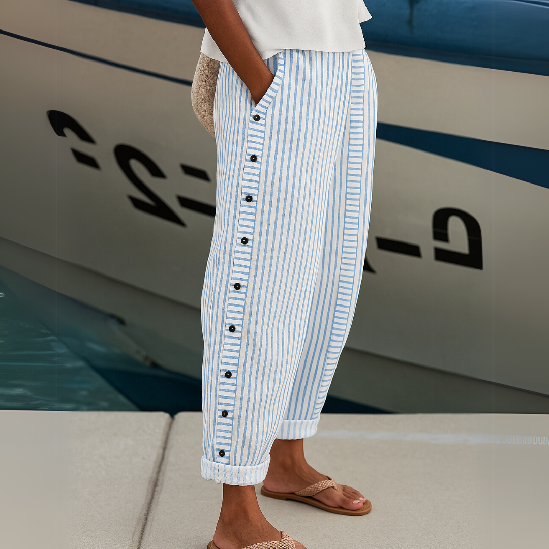 Ria | Pantalon décontracté rayé confortable