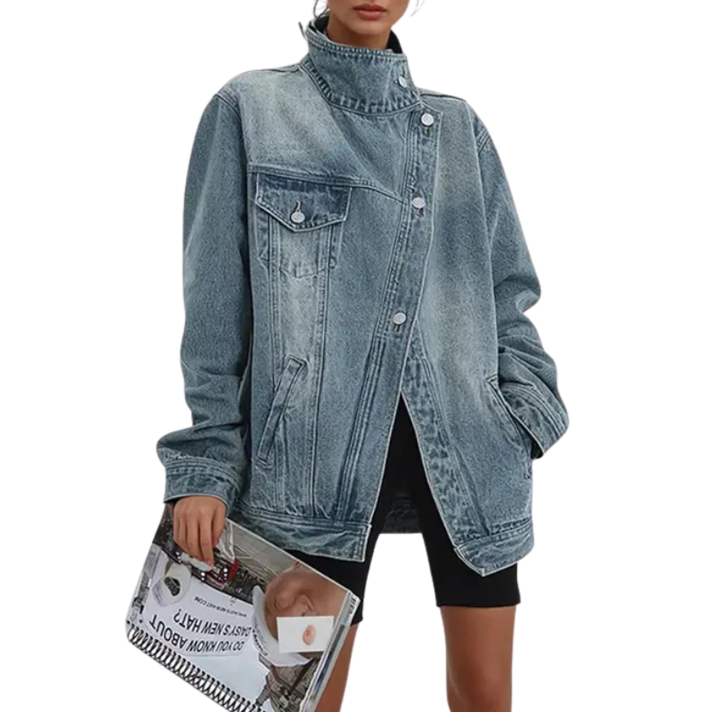 Sarah | Veste Asymétrique à Boutons Tendance Street Style