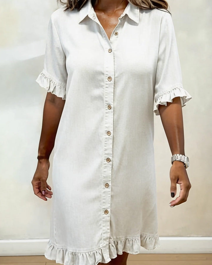 Lolaphyne | Robe en Denim Confortable avec Fronces Flatterantes