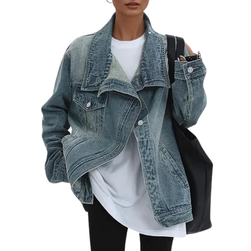 Sarah | Veste Asymétrique à Boutons Tendance Street Style