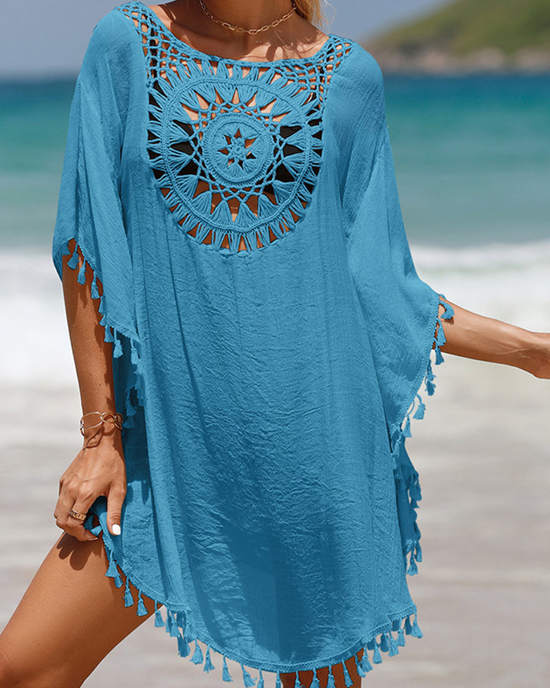 Poncho de bain avec franges