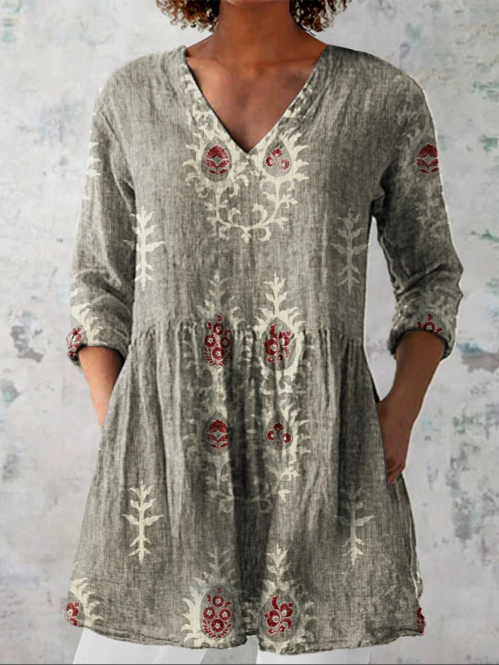 Maeve | Chemise Col V Longue Vintage