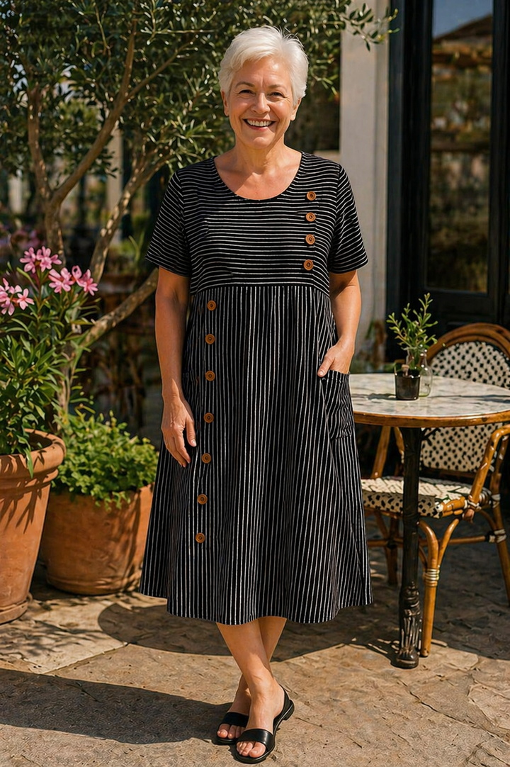 Brienne | Robe midi rayée – confort sans effort, confiance au quotidien