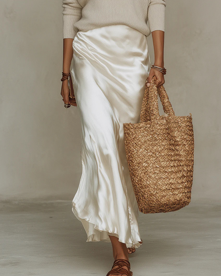 Elena | Robe Midi en Satin Avec Sweater