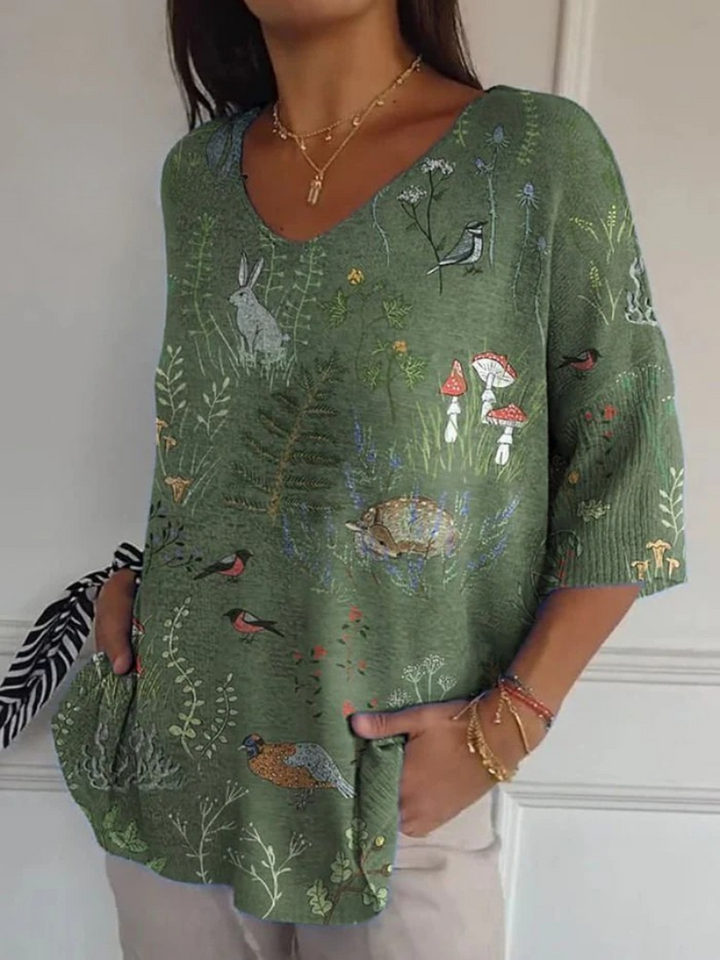 Pull à Motif Forestier avec Animaux pour Femmes