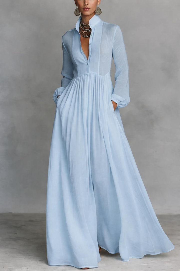 Serena | Robe Maxi à Boutons Fluide