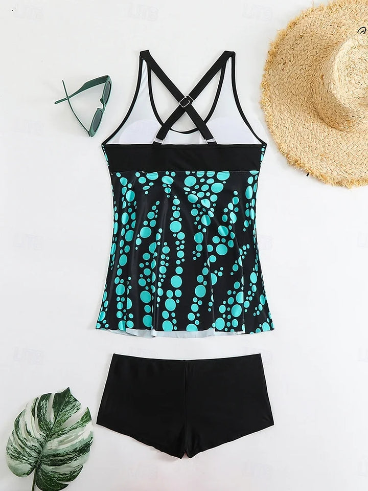 Jade | Ensemble de tankini à imprimé de bulles qui couvre le ventre
