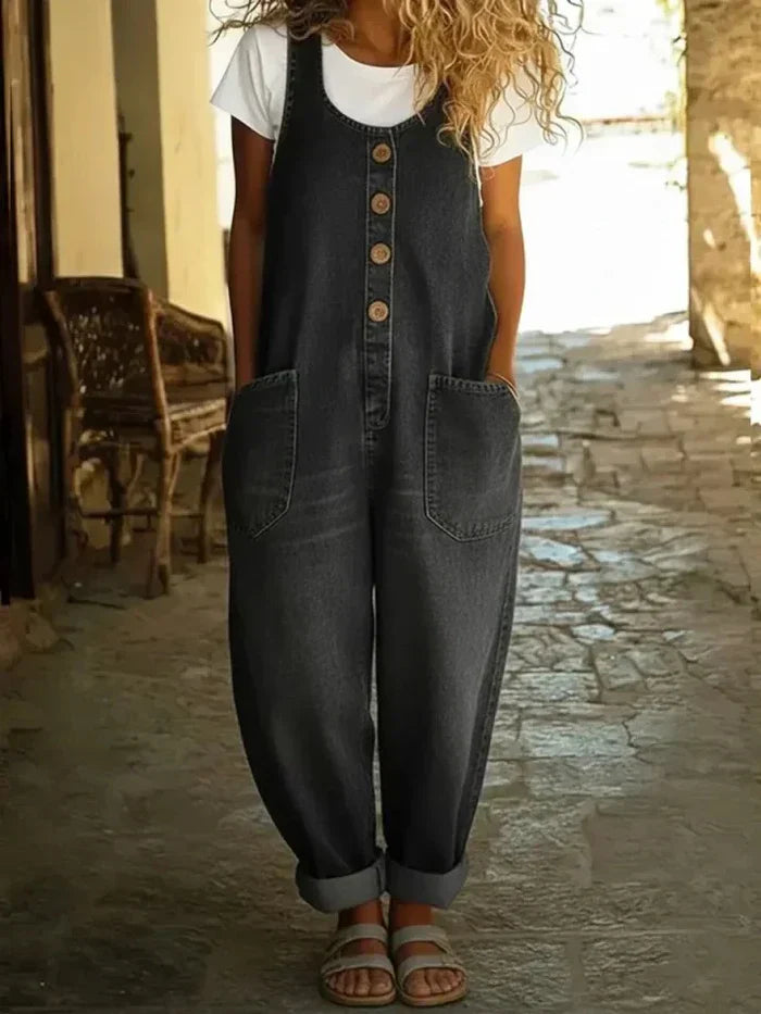 Liva | Salopette en denim de coton, style vintage