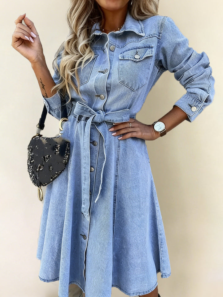 Luna | Robe en Denim à Manches Longues